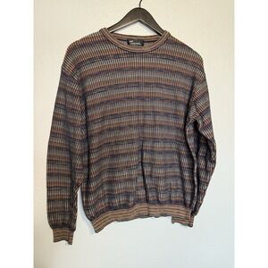 Vintage Tosani Canada Knit Sweater Mens Size Medium Pullover Colorful Cotton